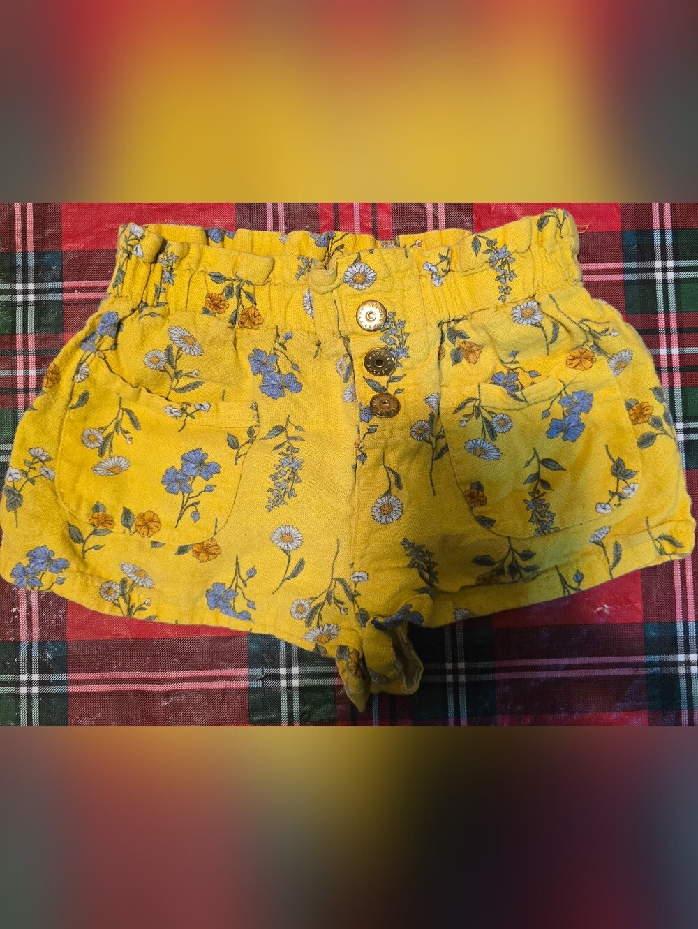 Nanette Lepore Yellow Floral Girls' Button-Front Shorts